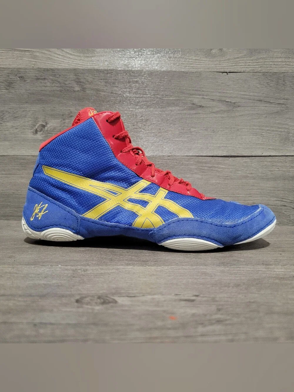 ASICS JB Elite V2.0 Mens Size 12 Wrestling Shoes blue red gold Jordan Burroughs